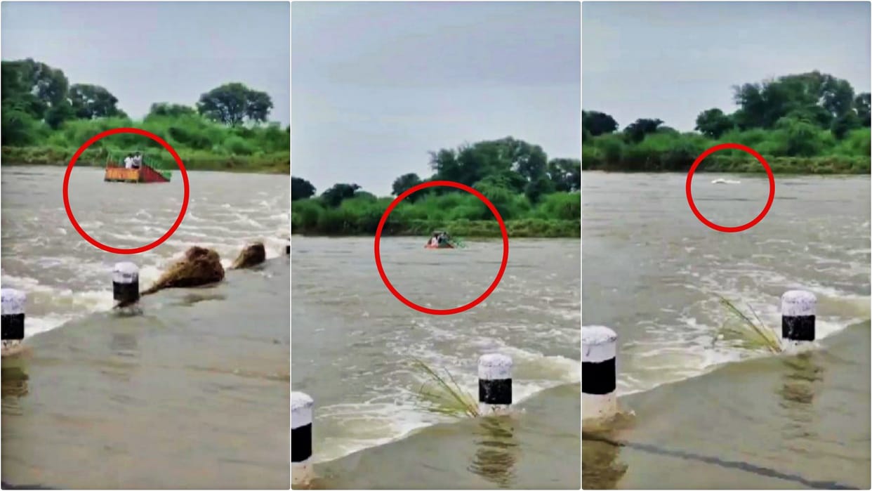 Dholpur News: Loader swept away in strong current while crossing Chambal's Parvati River; Two youths missing