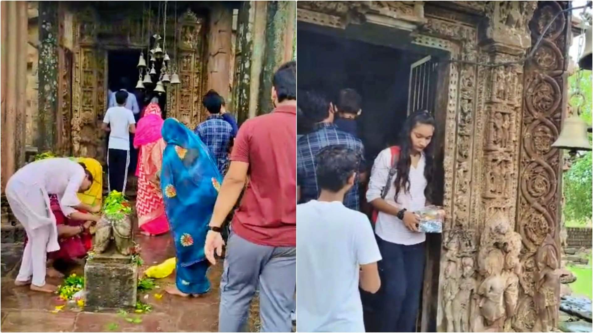 हजारिया महादेव मंदिर में पूजा-अर्चना करते श्रद्धालु