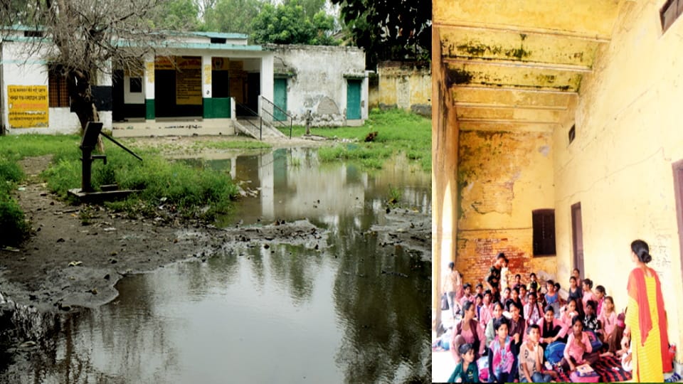 Meerut: schools crumble, Cracks in walls, waterlogged ground, snakes and mosquitoes in camp