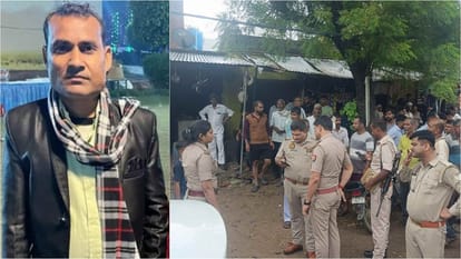 मृतक का फाइल फोटो और घर पहुंची पुलिस