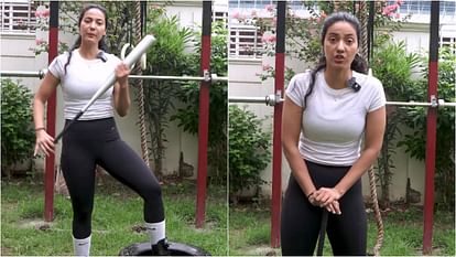 Khushboo Patani: 'जब बाजू में हो दम...', वर्कआउट के बहाने खुशबू पाटनी ने फिर कसा अनिरुद्धाचार्य पर तंज! actress disha patani Sister Major Khushboo Patani took a dig at kathavachak Aniruddhacharya video viral