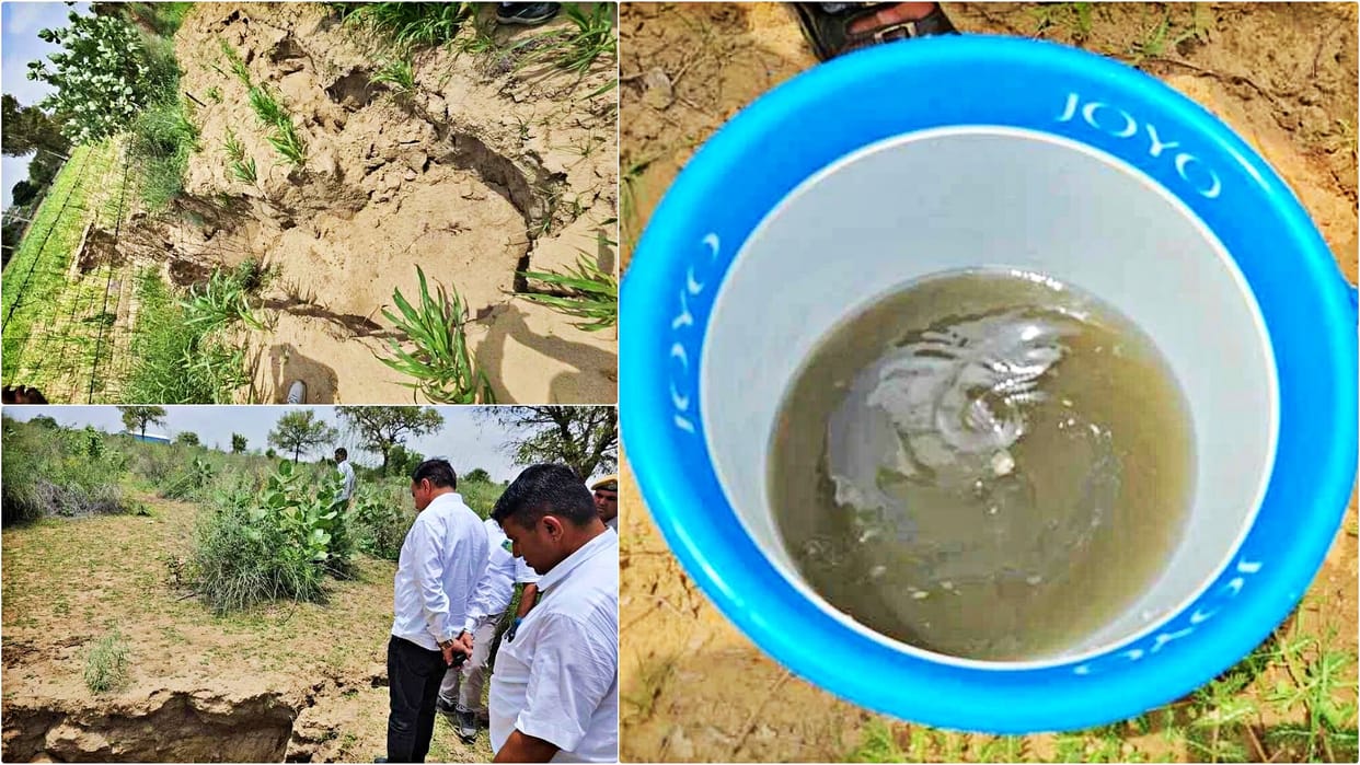 Barmer News: Barmer News: MP Ummedaram did field inspection in Nagana on complaint of land subsidence and crac