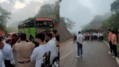 गलूं में निजी बस और कार में टक्कर हो गई