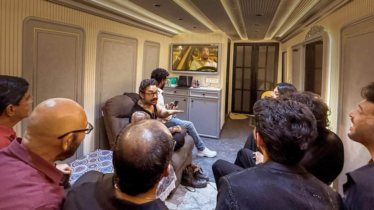 Aamir Khan watches Sitaare Zameen Par with Nagarjuna Shruti Haasan and Coolie gang