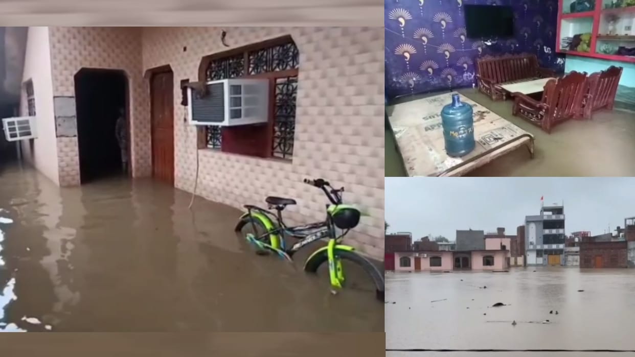 UP: Heavy rain in Ayodhya for last 32 hours, government offices and colonies flooded.