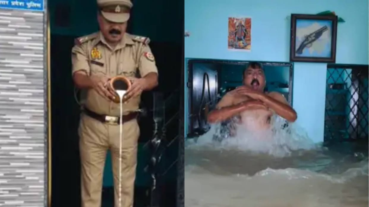 When flood water entered the house SI offered prayers and took a dip raising questions Video Viral