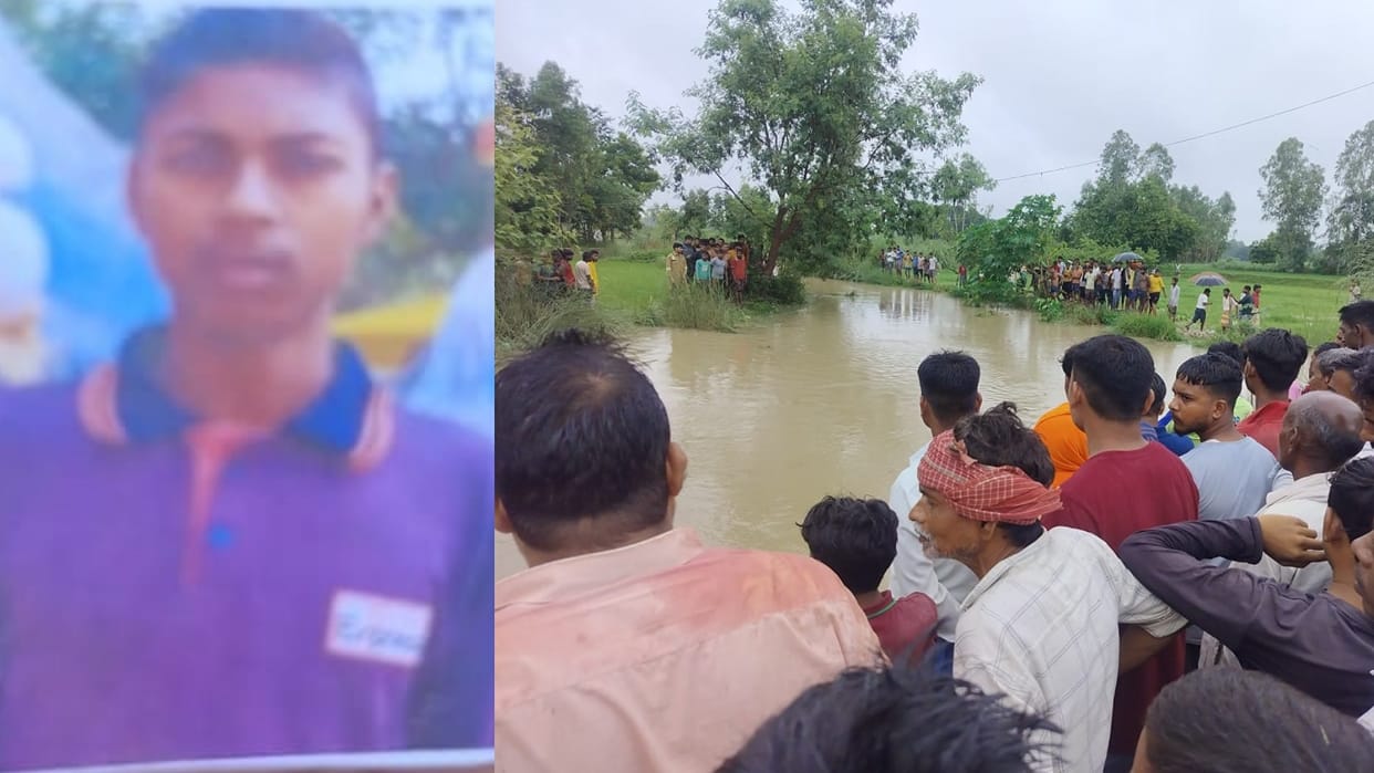 Mohanlalganj: A teenager drowned while bathing in a swollen rainy drain, his body was found two hours later.