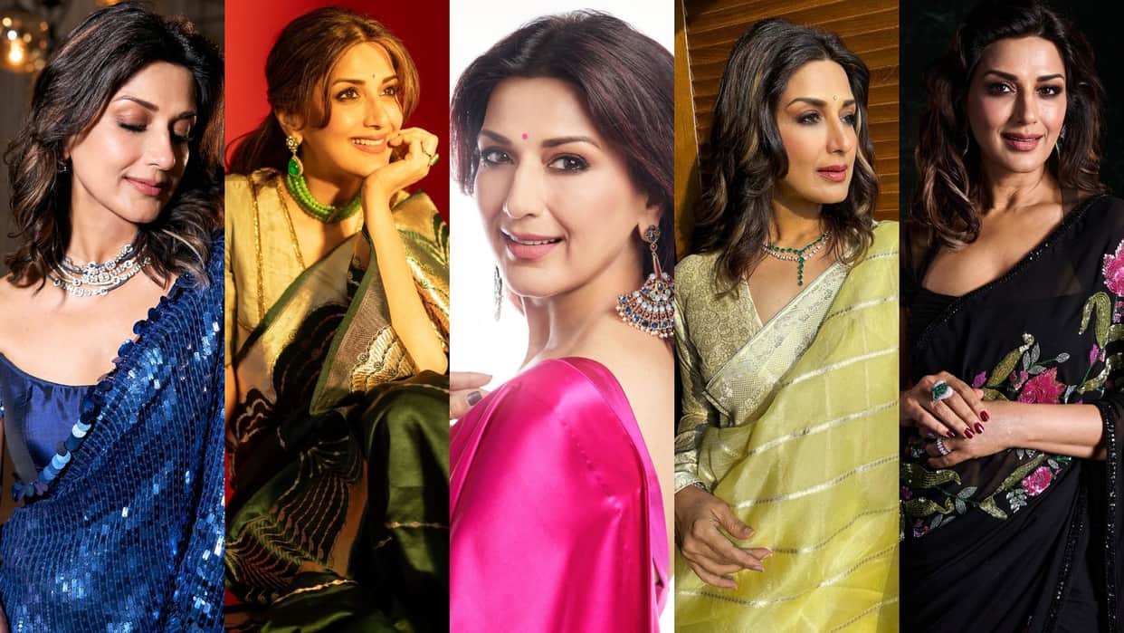 Pati Patni Aur Panga host Sonali Bendre saree looks for raksha bandhan festival 2025
