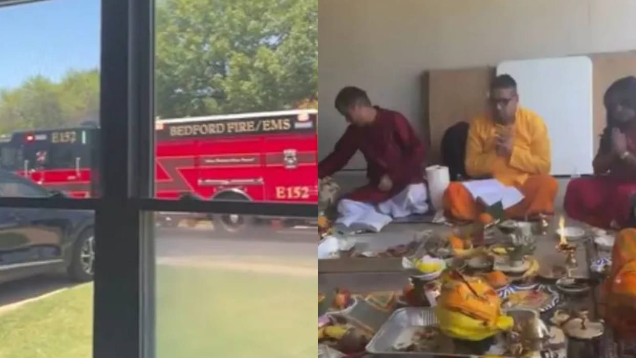 An Indian family was performing puja havan in their home in America when the fire brigade vehicle arrived