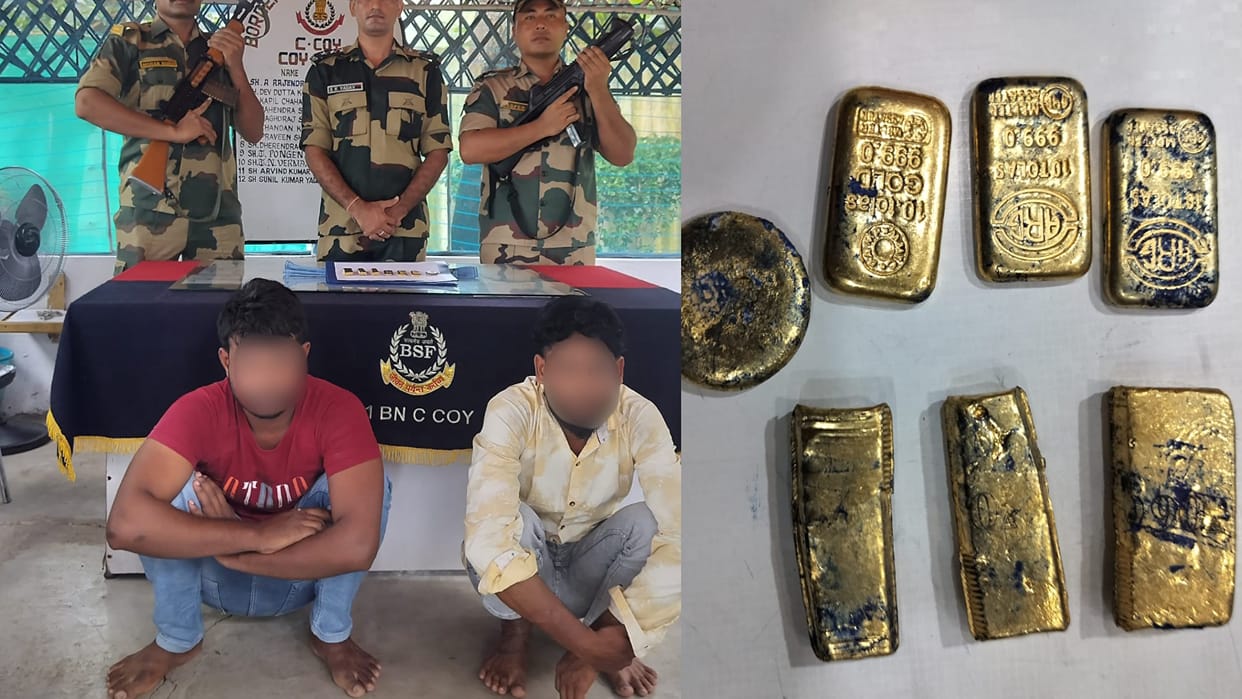 BSF arrested two smugglers who were carrying gold worth more than 1 crore hidden in slippers