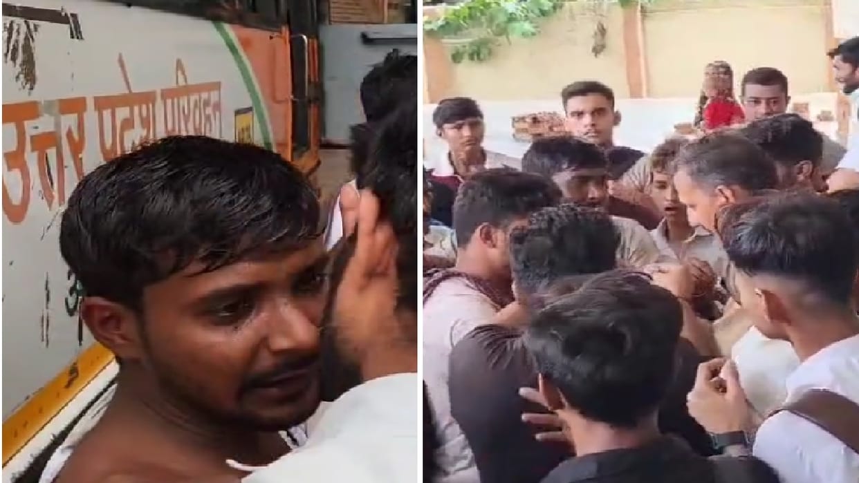 While taking back fare passengers tore clothes of  conductor of illegal bus