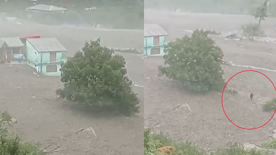five videos of cloud burst in Uttarkashi many villages swept away