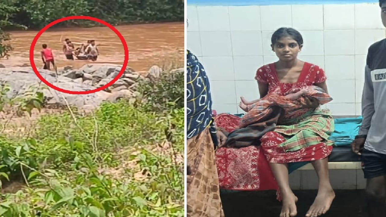 नदी को पार कराकर महिला का कराया गया सुरक्षित प्रसव