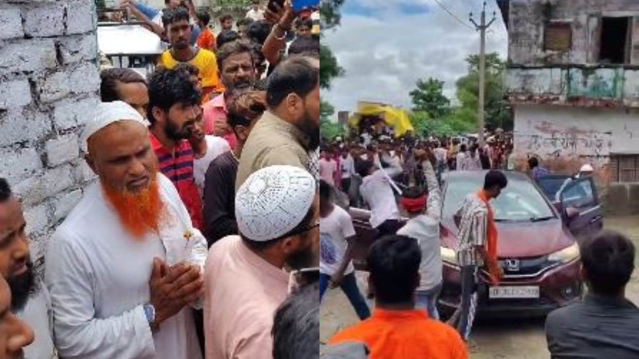Kanwariyas vandalized car and beaten to people after Dak Kanwad got damaged in Lakhimpur kheri