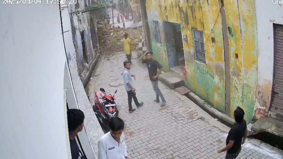 wall of dilapidated school collapsed in Hapur The incident was captured on CCTV watch video