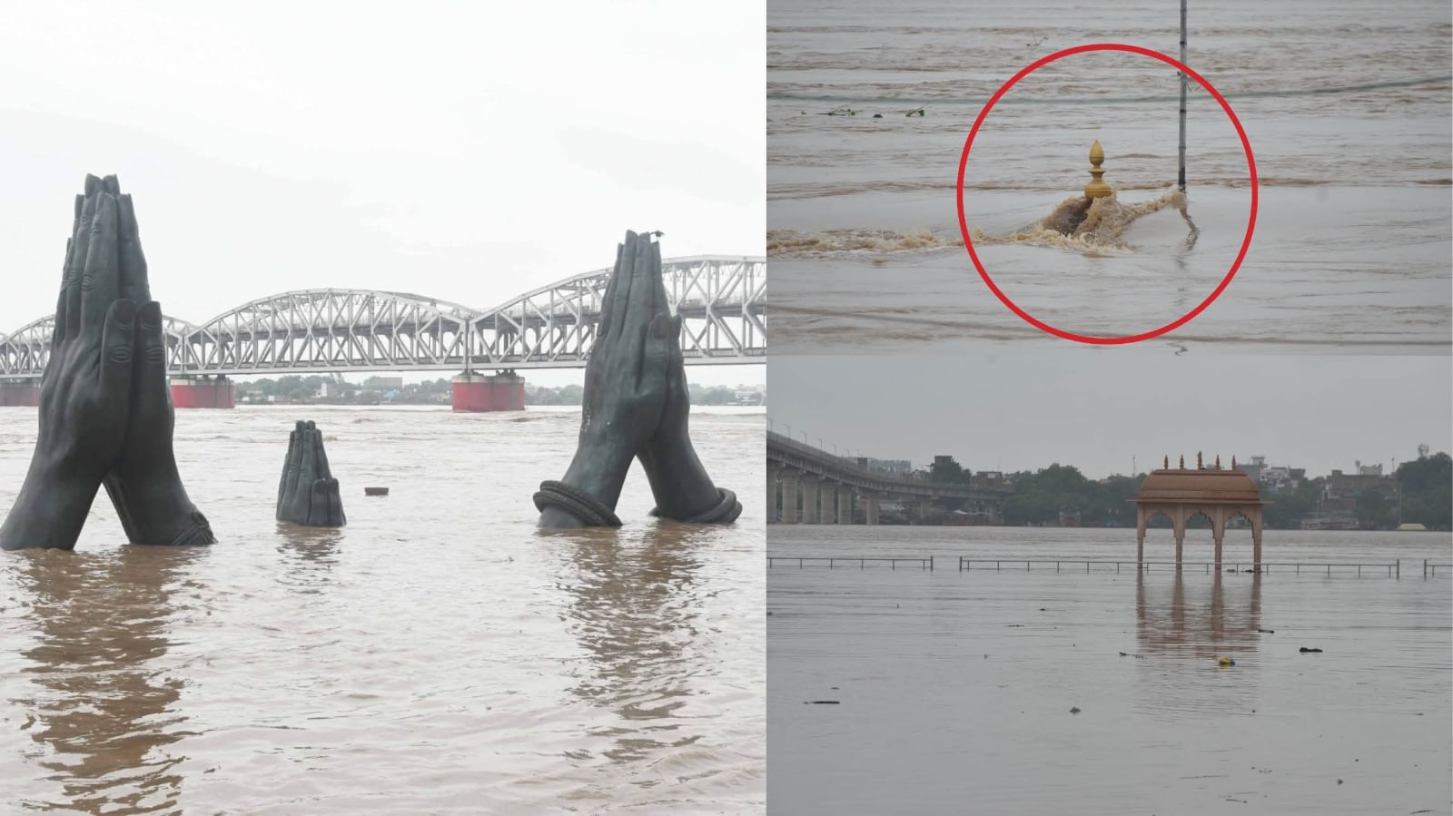 UP Flood News Temples Submerged Rajghat-Namo Ghat Route Closed as Ganga Water Level Rises see photos