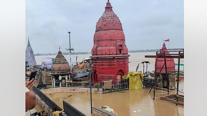 UP Flood News Temples Submerged Rajghat-Namo Ghat Route Closed as Ganga Water Level Rises see photos