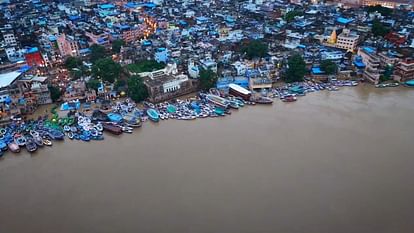 UP Flood News Temples Submerged Rajghat-Namo Ghat Route Closed as Ganga Water Level Rises see photos