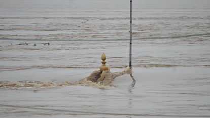 UP Flood News Temples Submerged Rajghat-Namo Ghat Route Closed as Ganga Water Level Rises see photos