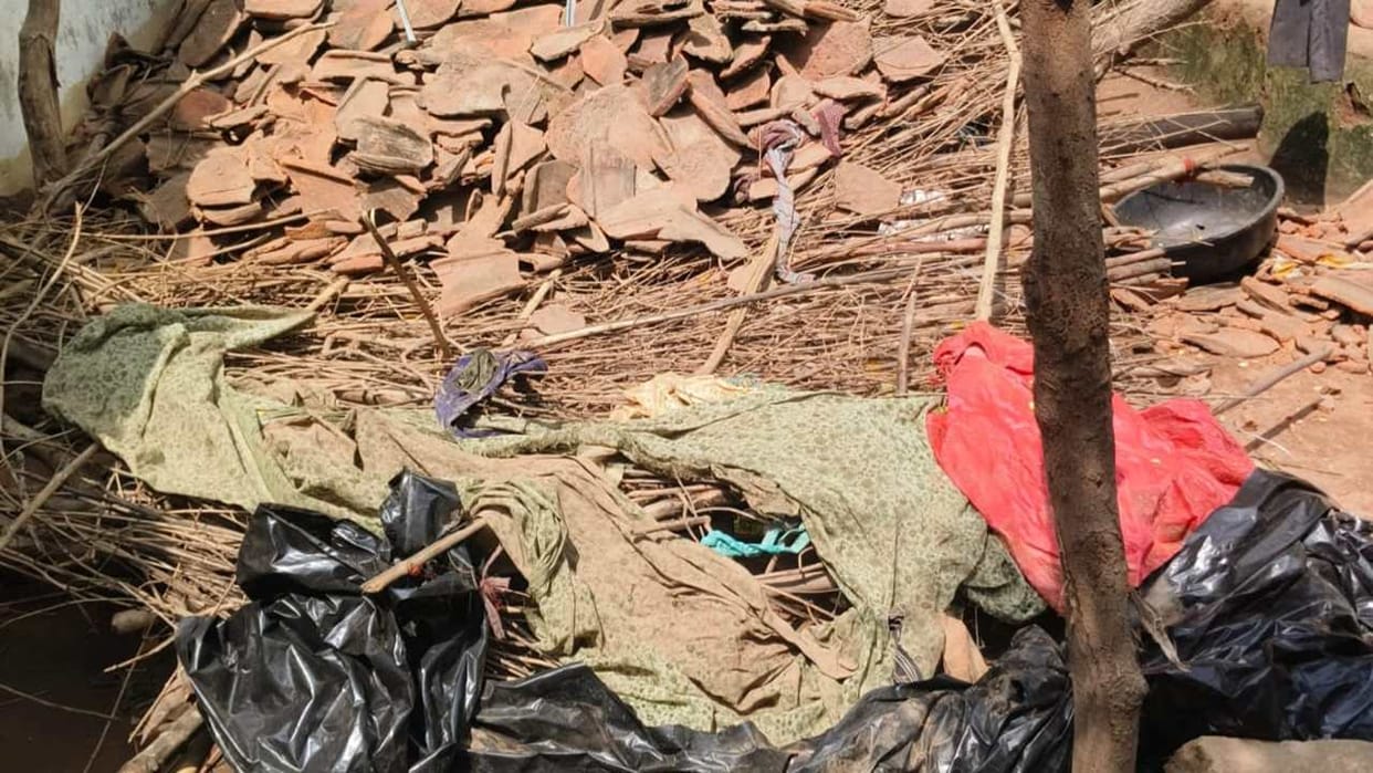 Lalitpur Accident: father and son buried under debris of kutcha hut collapse, son dies