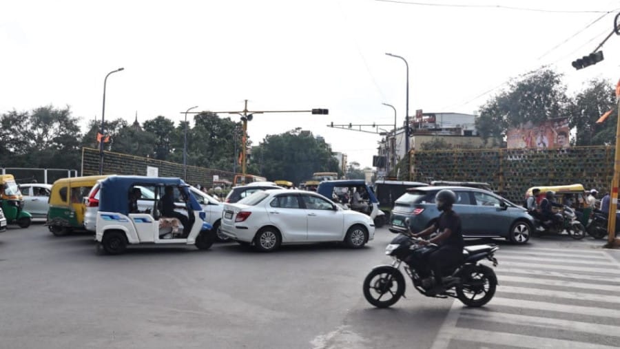 MG Road Footpath Removed for Separate Two-Wheeler Lane