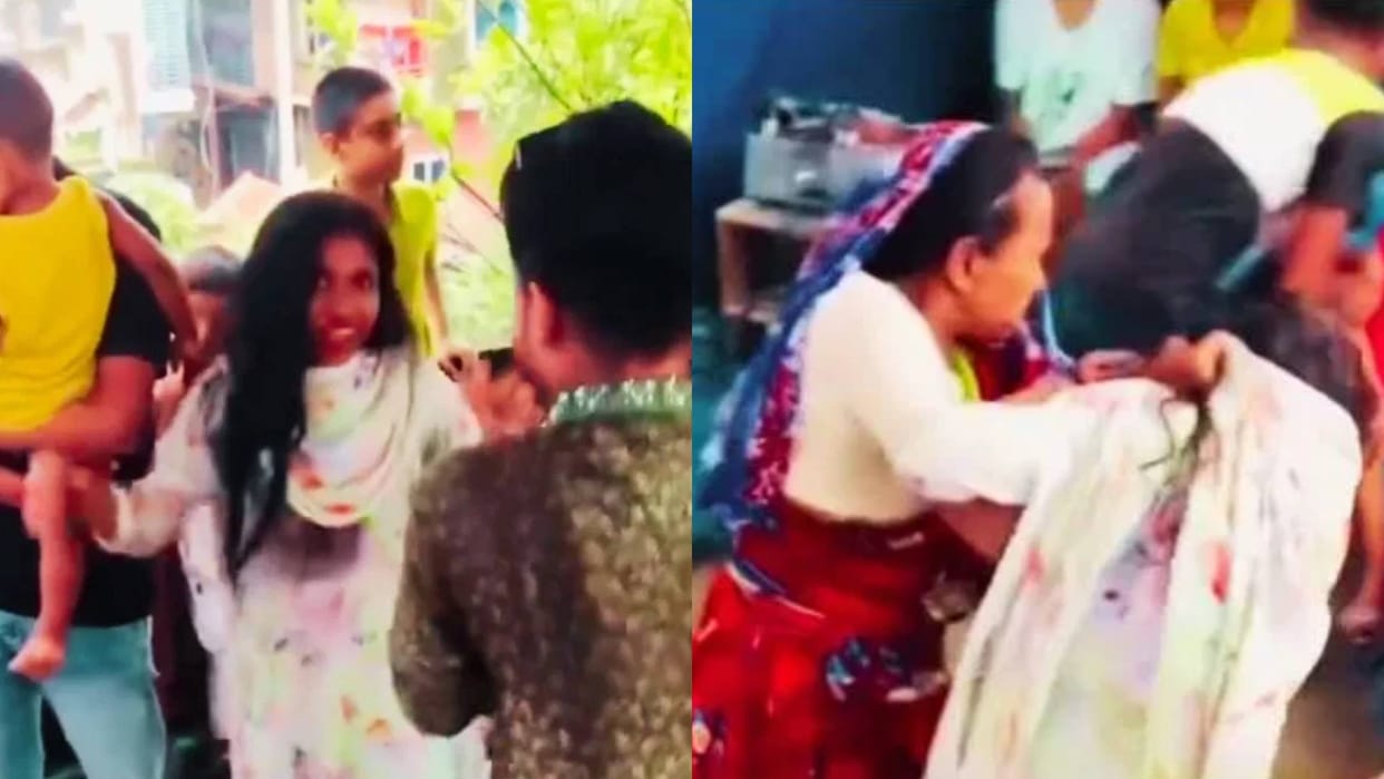 Girl was Dancing with a boy suddenly her mother came and beat her in front of everyone Video goes Viral
