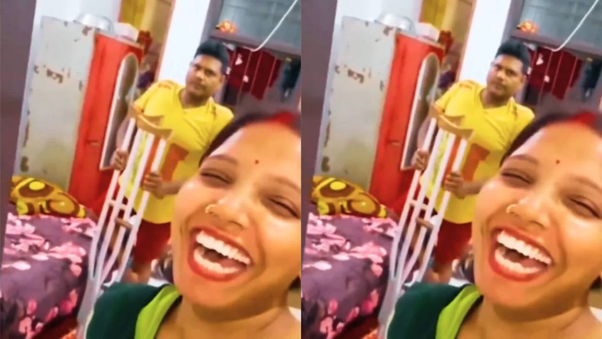 To go viral on social media a woman made fun of her disabled husband people got angry and scolded her