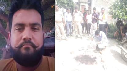 मृतक का फाइल फोटो और जांच करती पुलिस