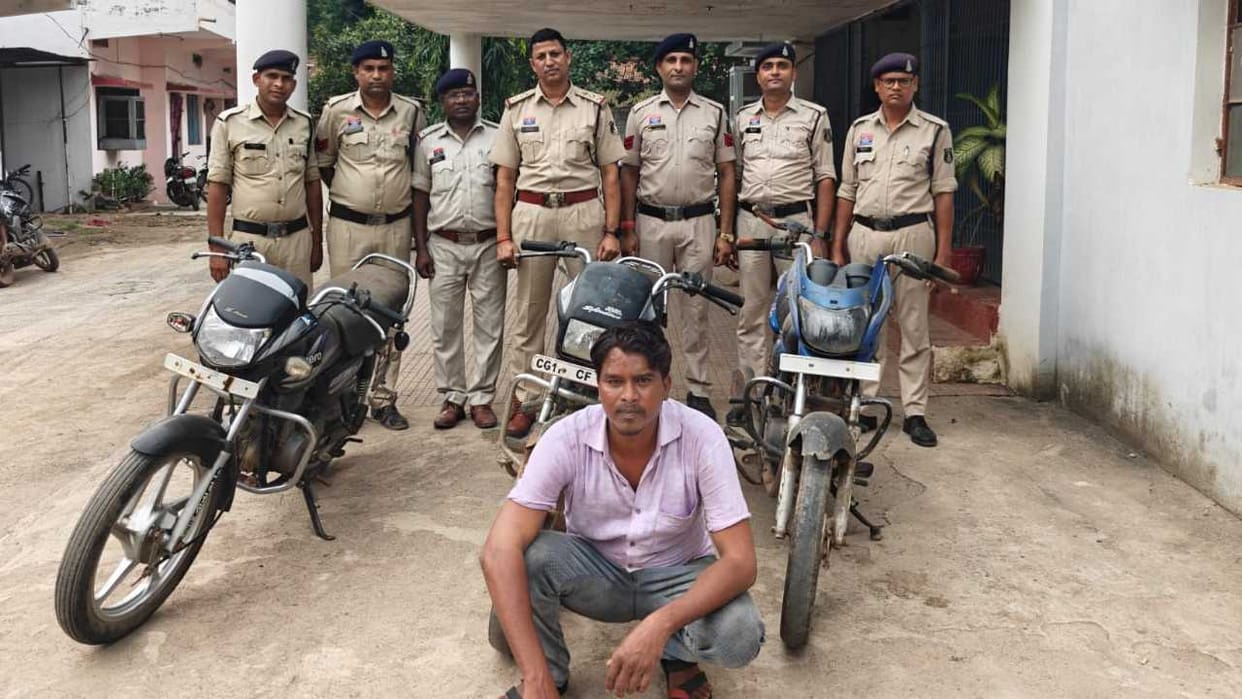 Sakti Police arrested three accused including two minors for stealing a motorcycle