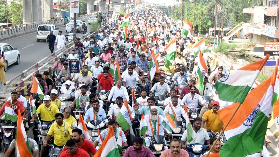 The confluence of patriotism was seen with enthusiasm and passion in the tricolor bike rally