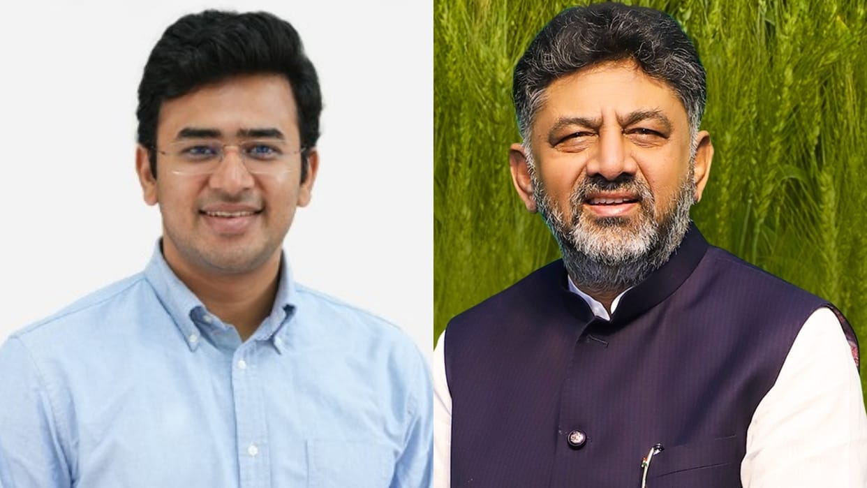 Bengaluru tunnel road controversy DK Shivakumar called BJP Tejasvi Surya an empty box