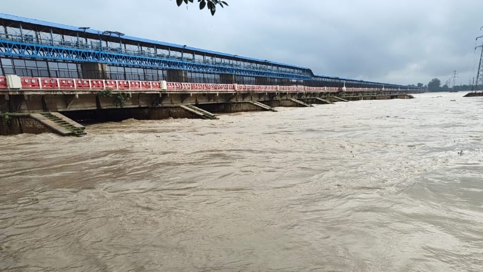 Ganga flowing above the danger mark at Narora Barrage in Bulandshahr