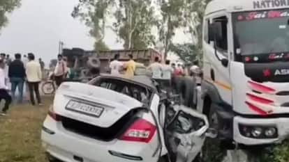 five people died in road accident on dausa highway including two sisters