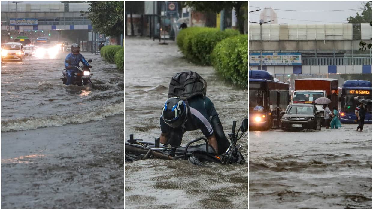 Heavy rain batters Delhi NCR on Raksha Bandhan waterlogging in many parts of city See Photos
