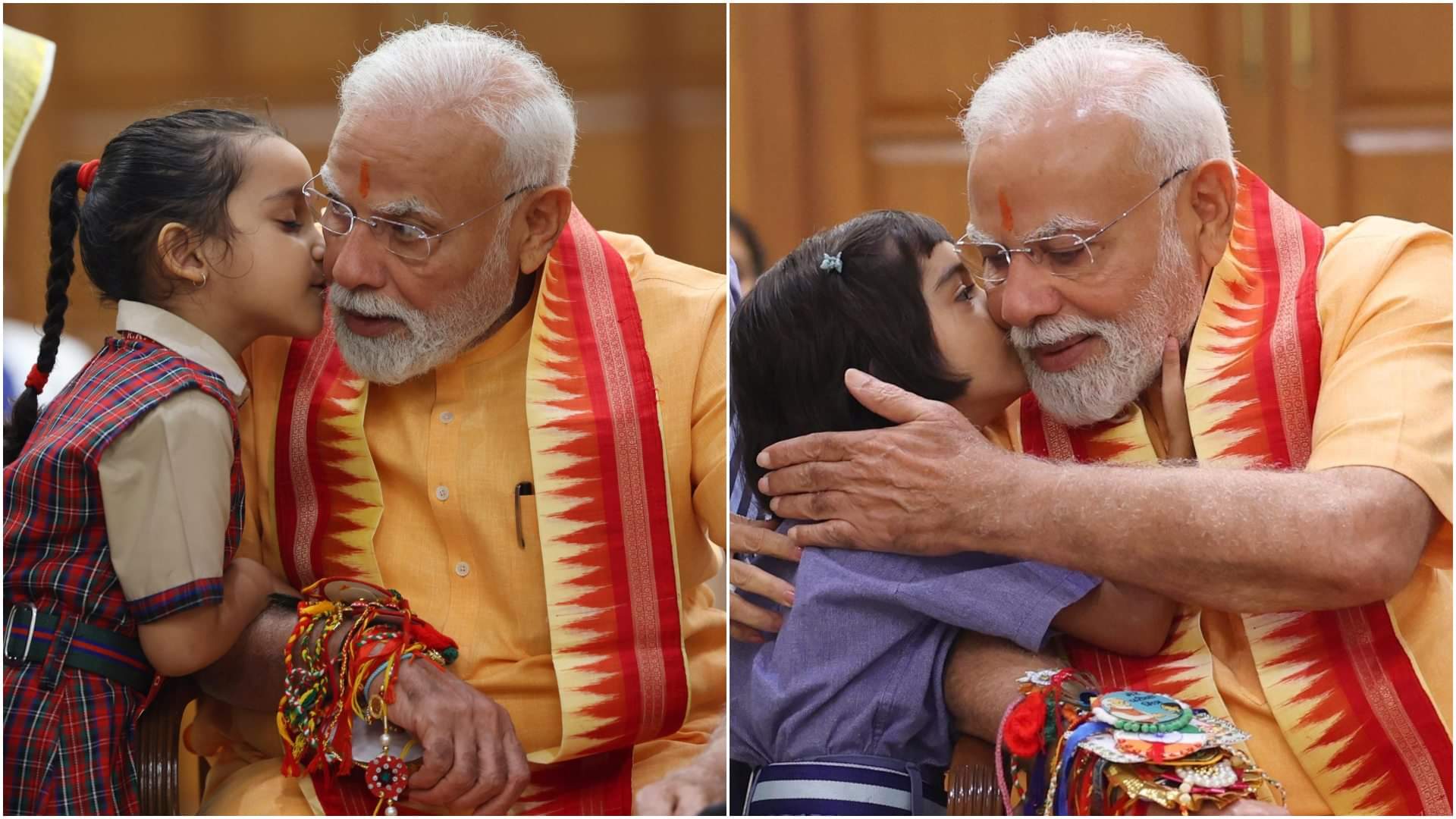 Prime Minister Narendra Modi celebrates Raksha Bandhan at 7 LKM the PM residence in Delhi See Photos