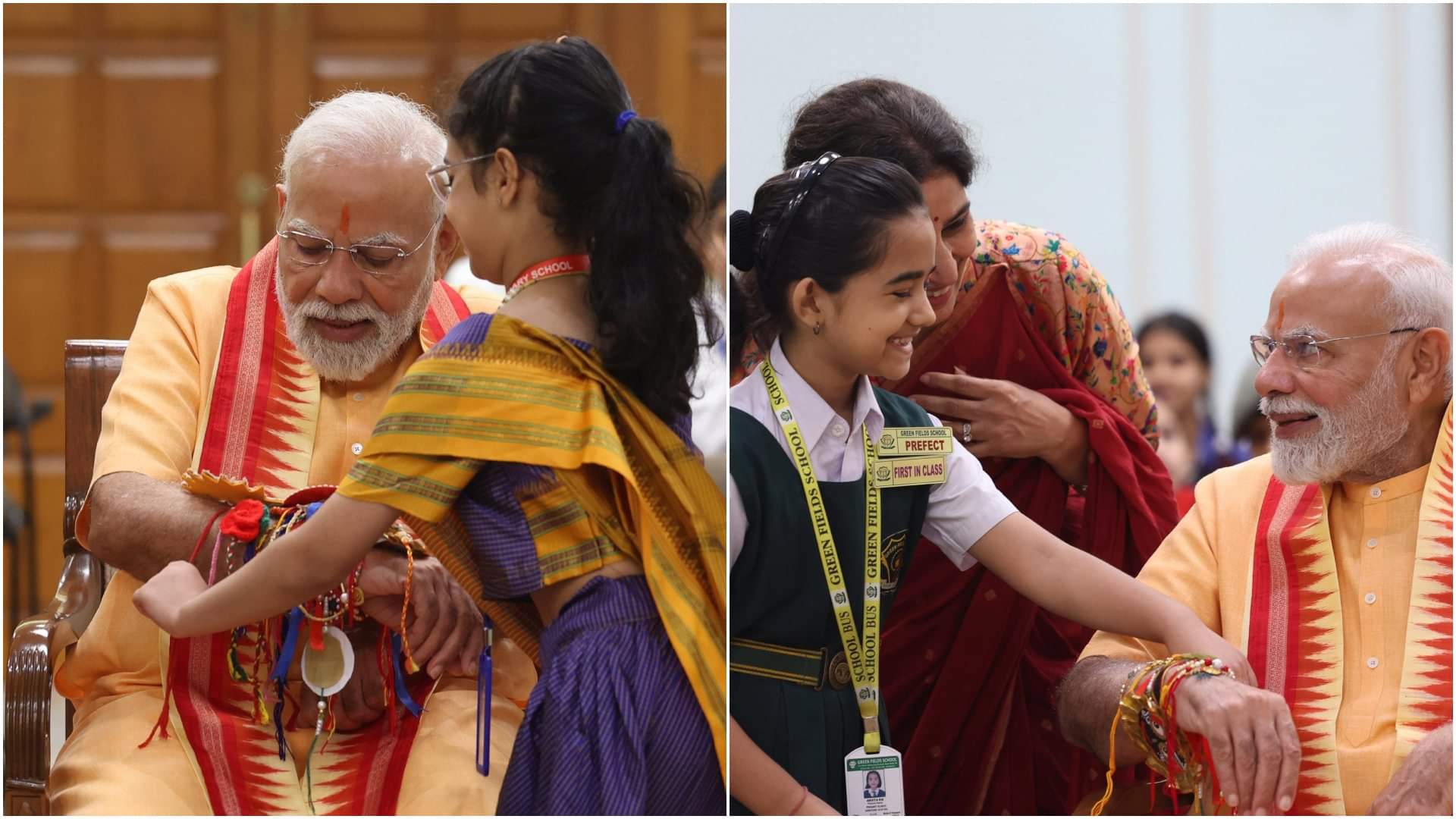 Prime Minister Narendra Modi celebrates Raksha Bandhan at 7 LKM the PM residence in Delhi See Photos