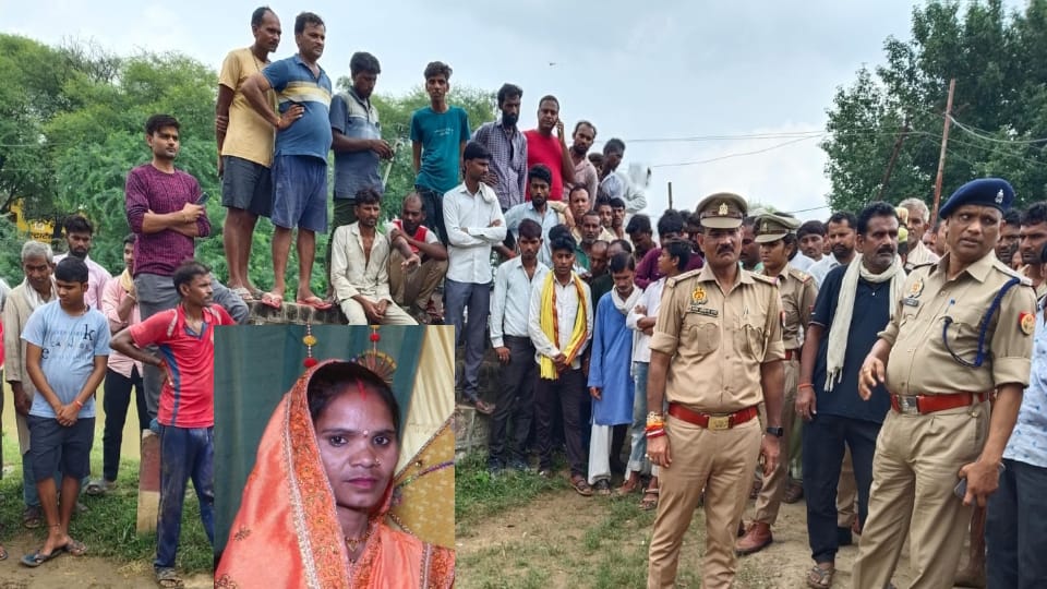 woman tied her three children with sheet and jumped into canal After a quarrel with husband four died in Banda