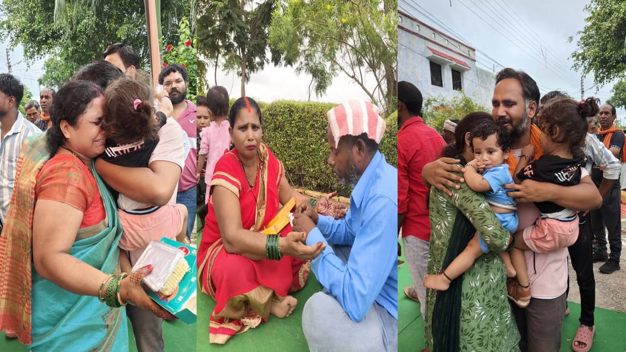 sisters tied Rakhi to their brothers in Lucknow jail On Rakshabandhan their eyes welled up with love