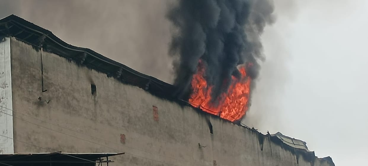 huge fire broke out in mushroom production centre cold storage in Mainpuri