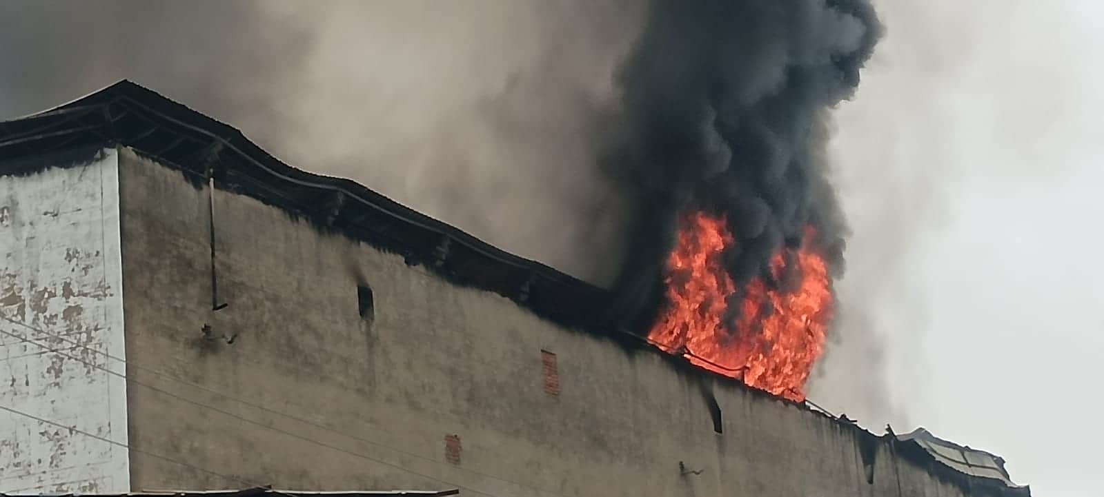 huge fire broke out in mushroom production centre at Bewar in Mainpuri