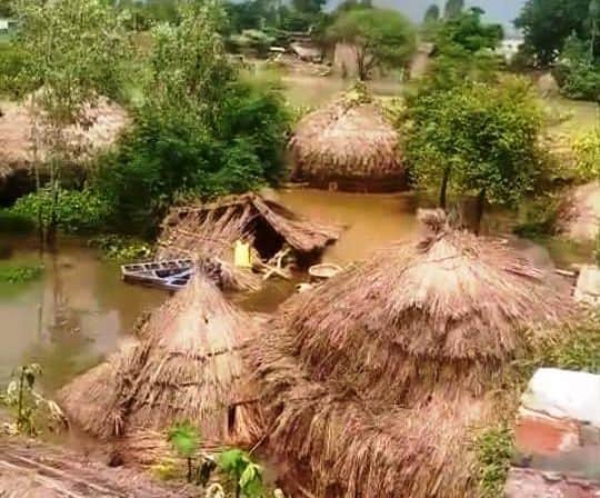Flood in ganga river in Kasganj in Uttar Pradesh