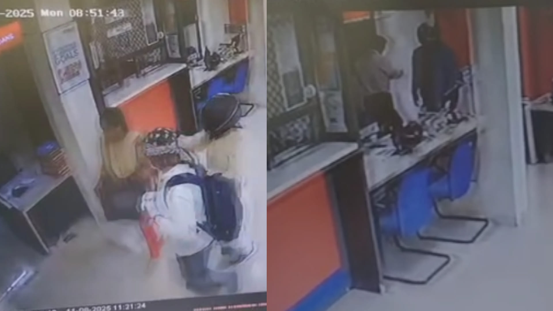 As soon as the bank opened, youths wearing helmets attacked and looted crores