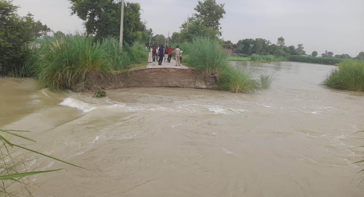 Flood in ganga river in Kasganj in Uttar Pradesh