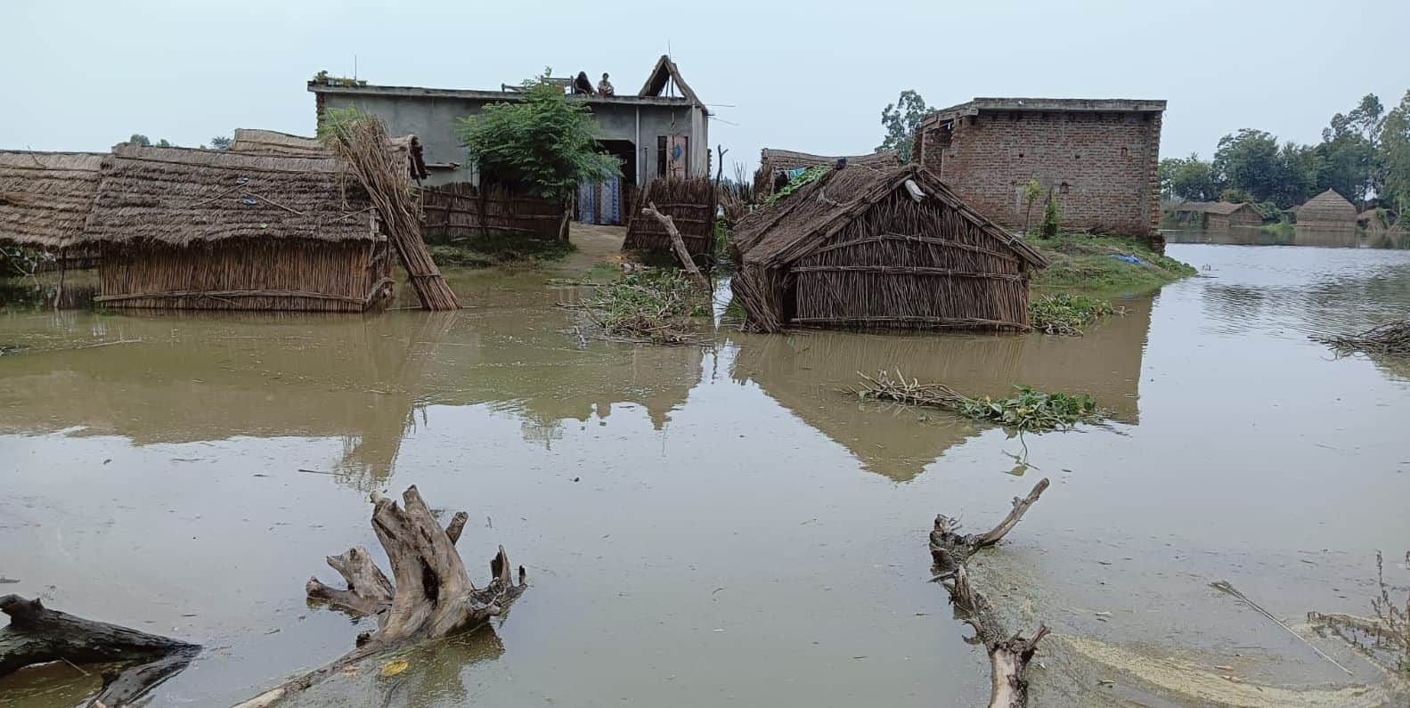 Flood in ganga river in Kasganj in Uttar Pradesh
