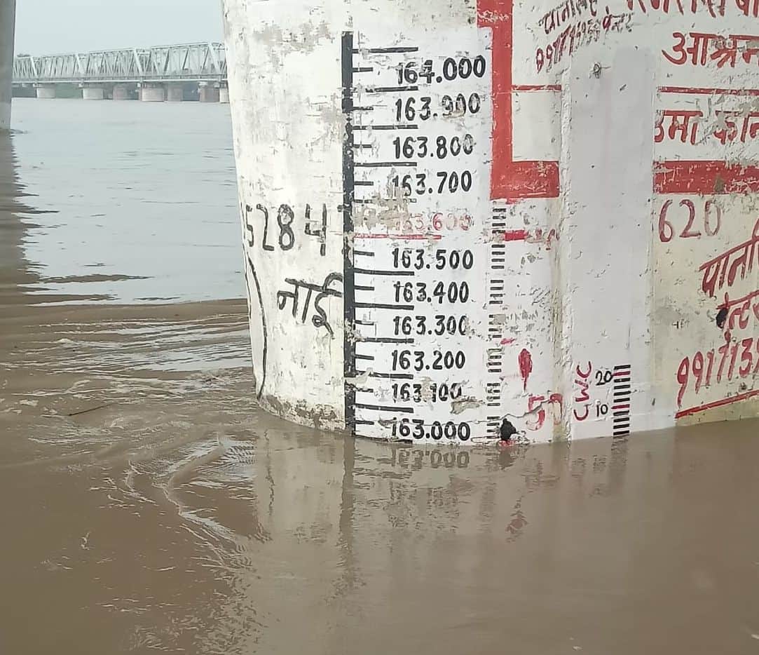 Flood in ganga river in Kasganj in Uttar Pradesh
