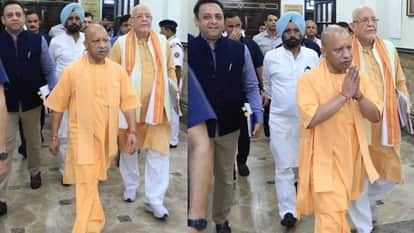 मानसून सत्र में विधानभवन पहुंचे सीएम योगी।