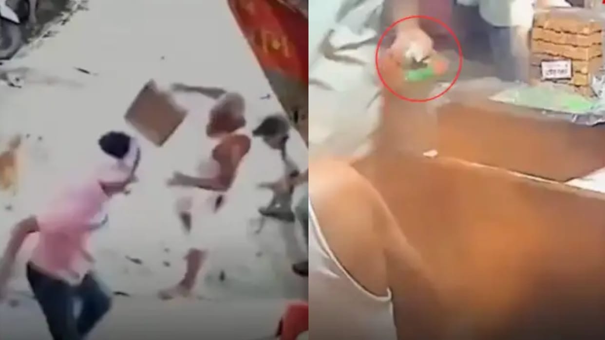 Terror of Mirchi Gang spread in Delhi they threw chilli powder in the eyes of the shopkeeper Video Viral