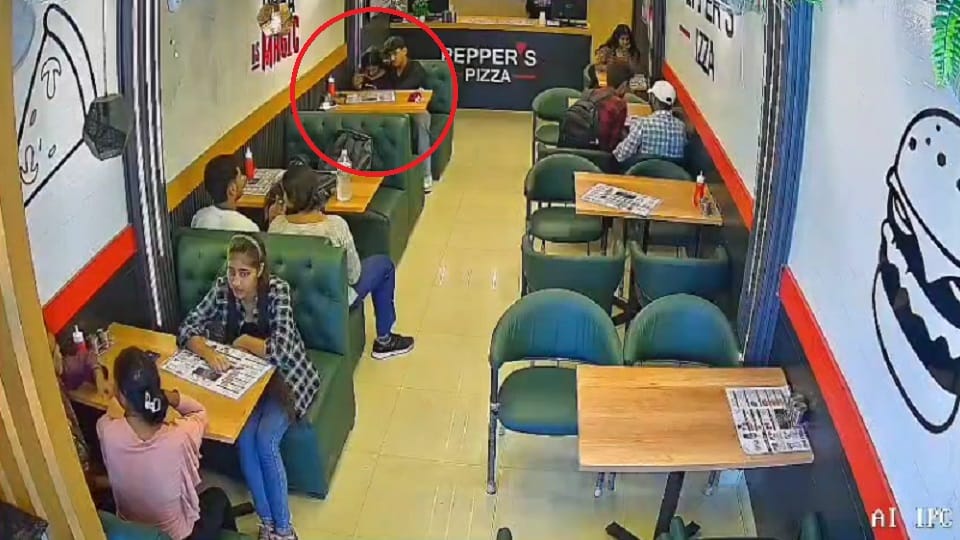 girl eating pizza with her friend in a cafe brother beat them both up badly