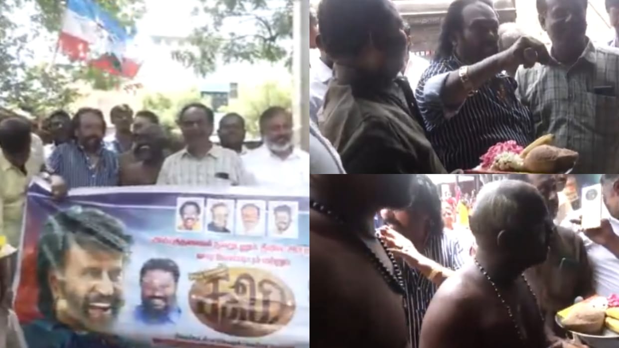 Rajinikanth Fan Performed A Puja For The Success of South Indian Film Coolie