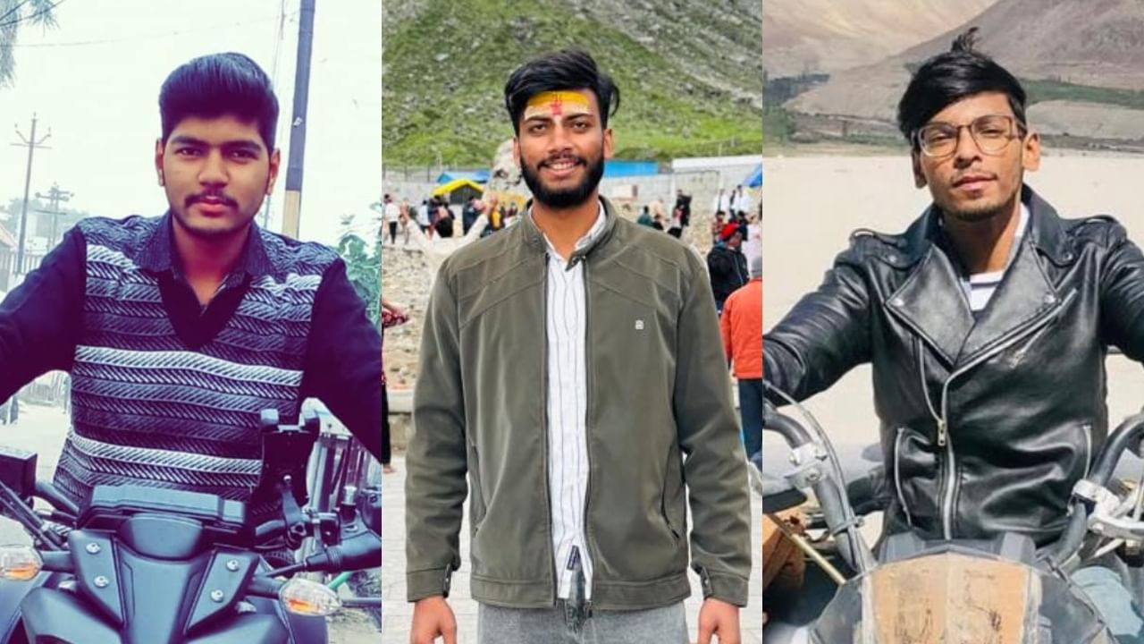 car jumped into the air from the breaker and hit the unipole three friend killed in Budaun